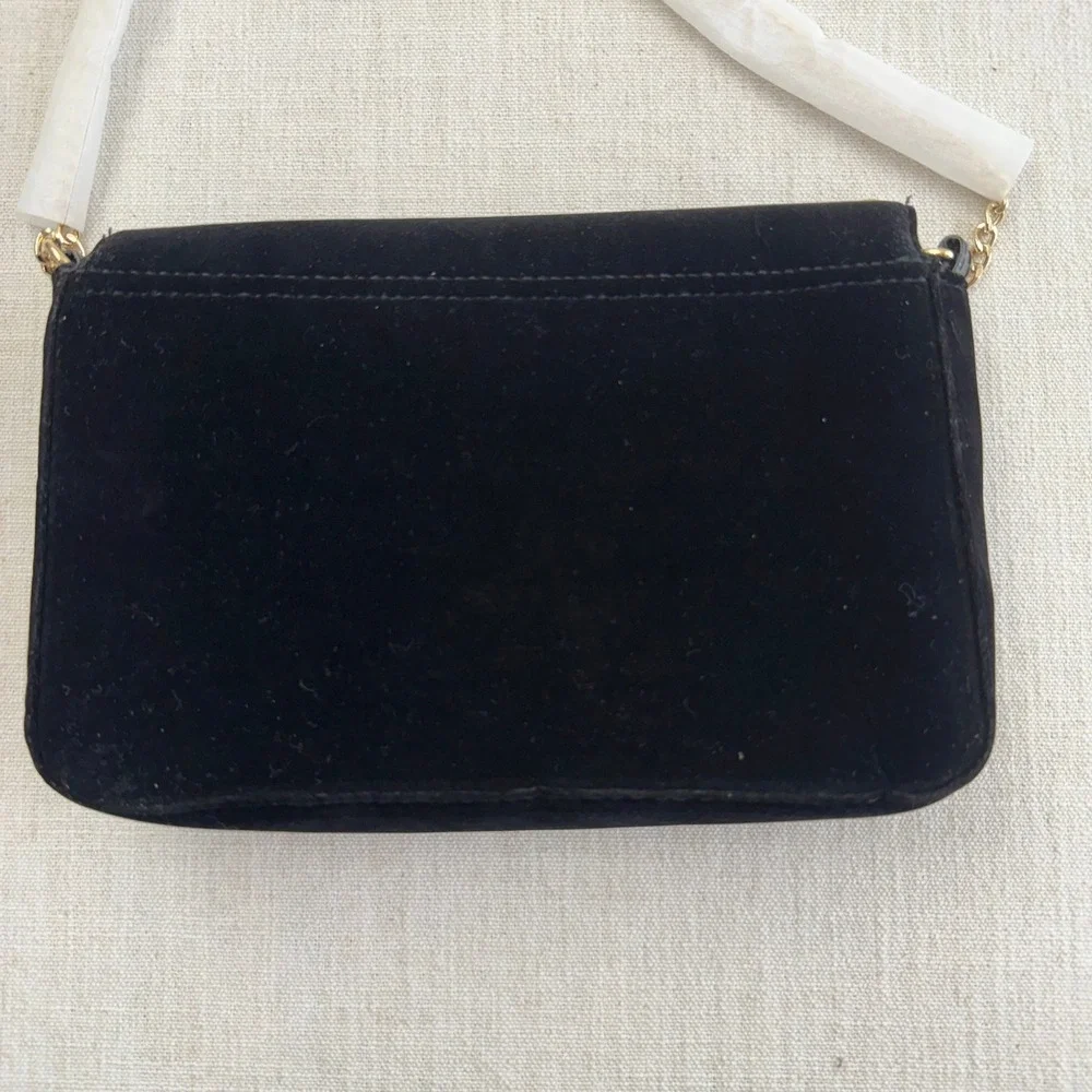 Jimmy Choo Parfums Black Velvet Glitter Crossbody‎ Bag Gold Chain JC Charm